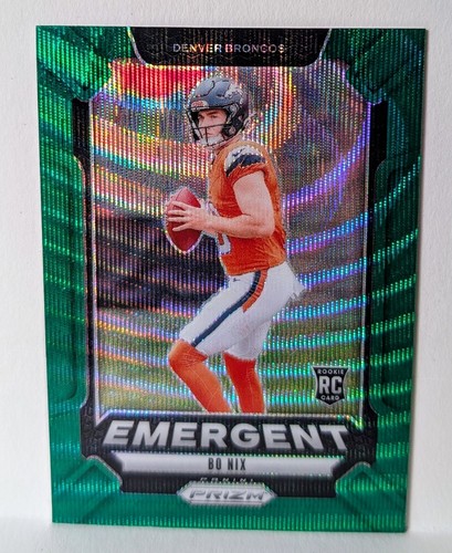 2024 Panini Prizm - Emergent Bo Nix #3 Green Wave Prizm (RC)
