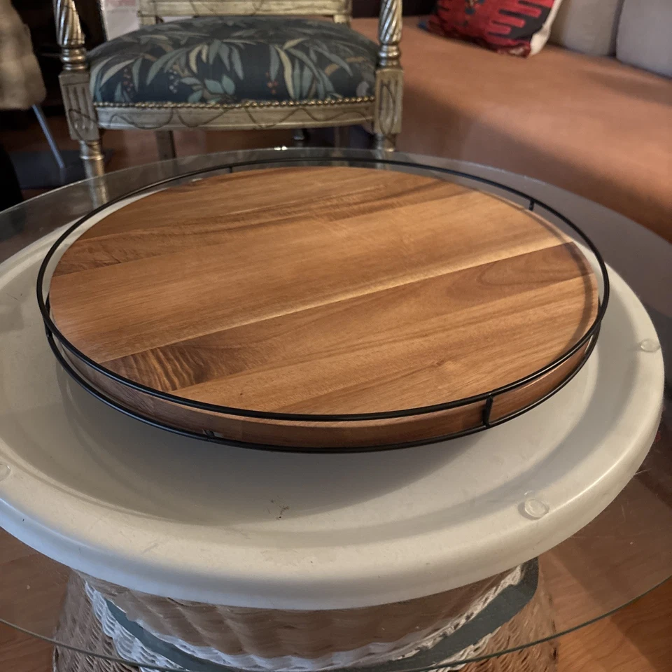 Hearth and Hand Magnolia - 18-inch Acacia Wood Lazy Susan - Rotating Serve Tray - Image 2 of 4