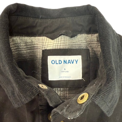 Old Navy Black Plaid Lined Jacket Corduroy Collar Men’s Small FREE SHIPPING - Picture 8 of 10