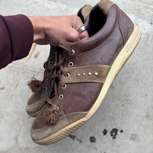 Ecco Hydromax Street Retro Spikeless Golf Shoes Mens 10.5 44 EU Brown Leather - Picture 6 of 10