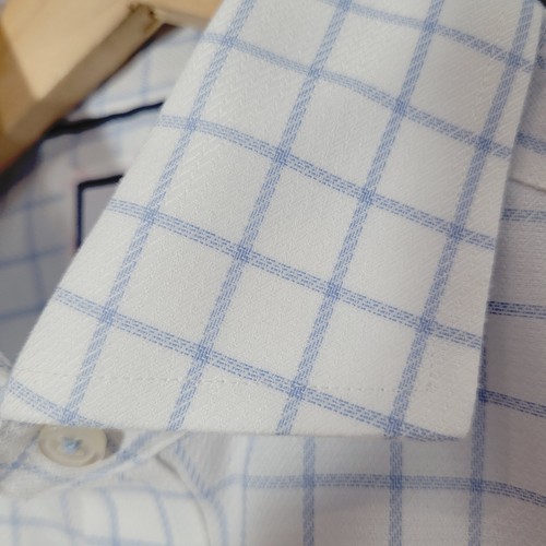 BNWOT NEW CHARLES TYRWHITT SHIRT 15" SLIM FIT WHITE BLUE GRID WEAVE TV1 - Picture 8 of 10