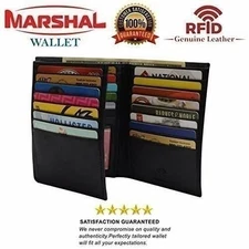 RFID Men's Genuine Leather Wallet, European Style, Large Size, Hipster Bifold