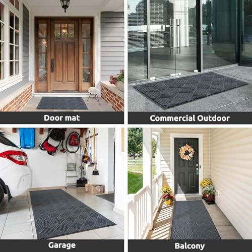 Commercial Grade Floor Mat, Entrance Rug Rubber Border, 3' X 5' Grey - Picture 2 of 7