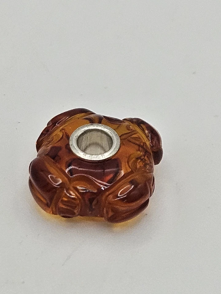 Cuentas de plata esterlina escarabajo ámbar talladas Trollbeads genuinas  Foto 2 de 4