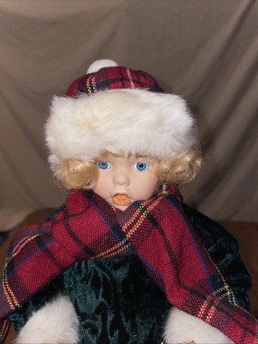 15” Caroler Girl & Boy Doll Table Top Christmas Decor Red Plaid - Picture 8 of 10