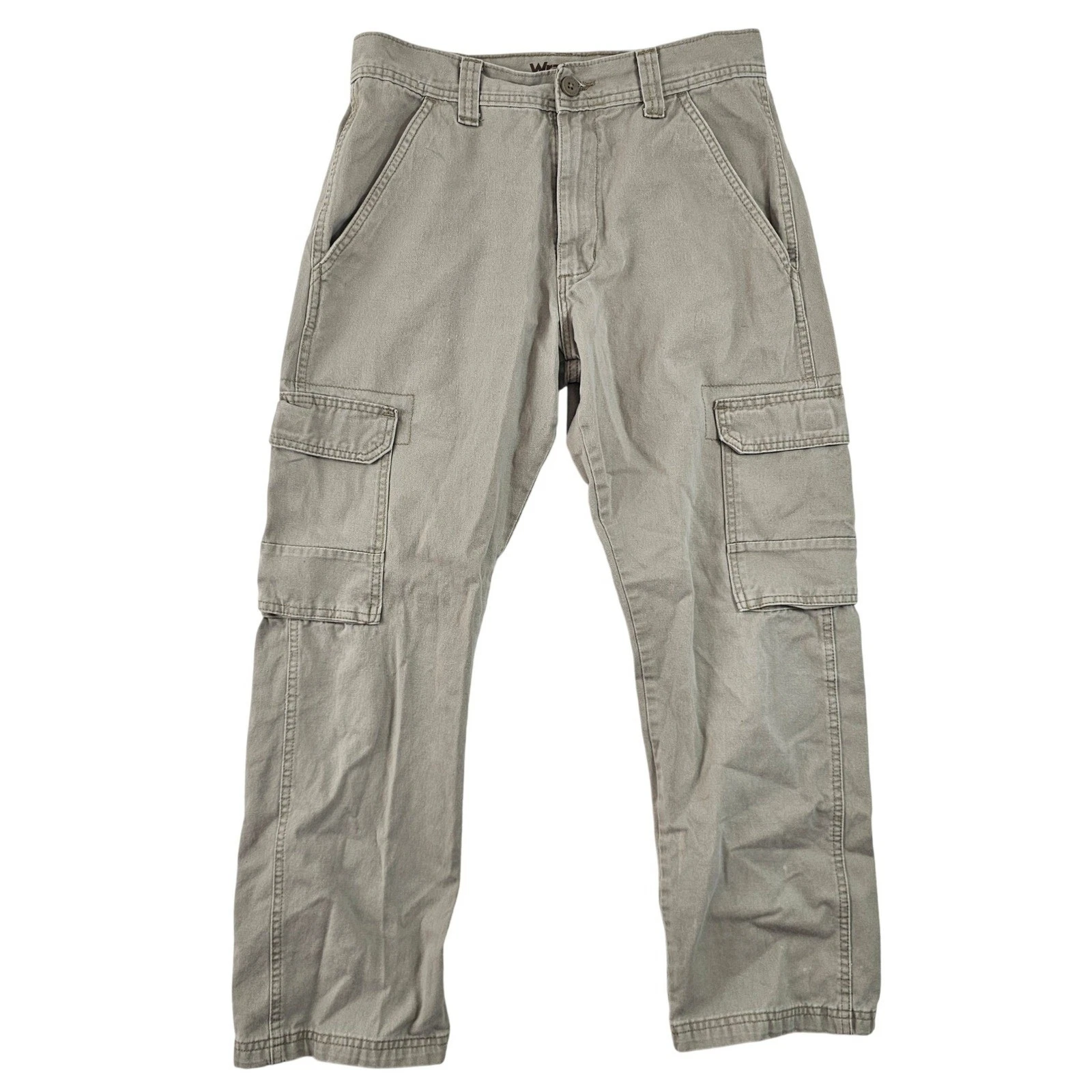 Wrangler Mens Khaki Tan Cargo Pants Straight Leg Utility Workwear Trousers