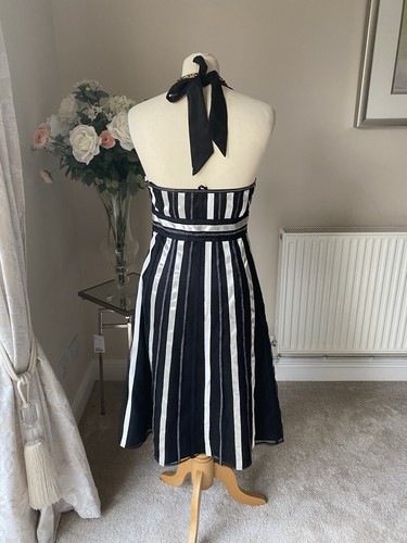 Debut Debenhams black/ivory halter Neck dress Uk 8 Wedding/cocktail/cruise - Picture 4 of 4