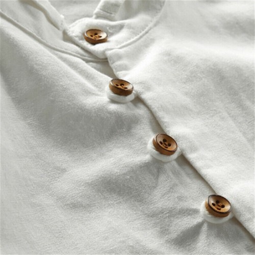 2025 Mens Polyester Shirt Formal Vintage Long Sleeve Mandarin Collar Buttons🔥🔥 - Picture 6 of 21