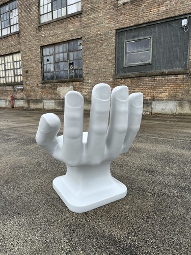 Light Gray right HAND SHAPED CHAIR 32" tall adult 70s Retro iCarly NEW - Picture 2 of 10