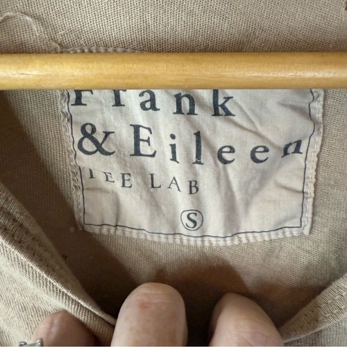 Frank & Eileen High Low Long Sleeve Cotton Dark Beige Size Small Tee FLAW - Picture 3 of 10