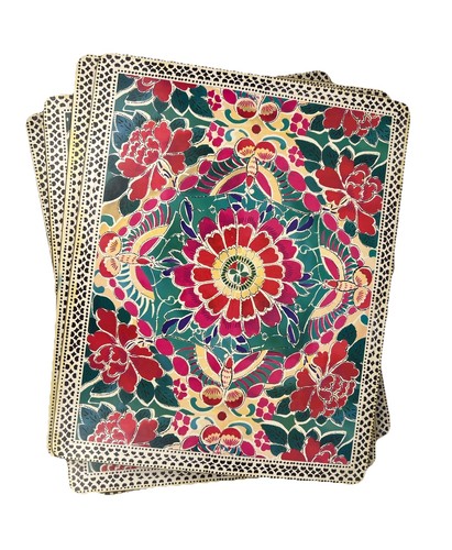 Pottery Barn Set of 4 Floral Cork Back Placemats Hard Mats -Used For Craft Table - Picture 1 of 16