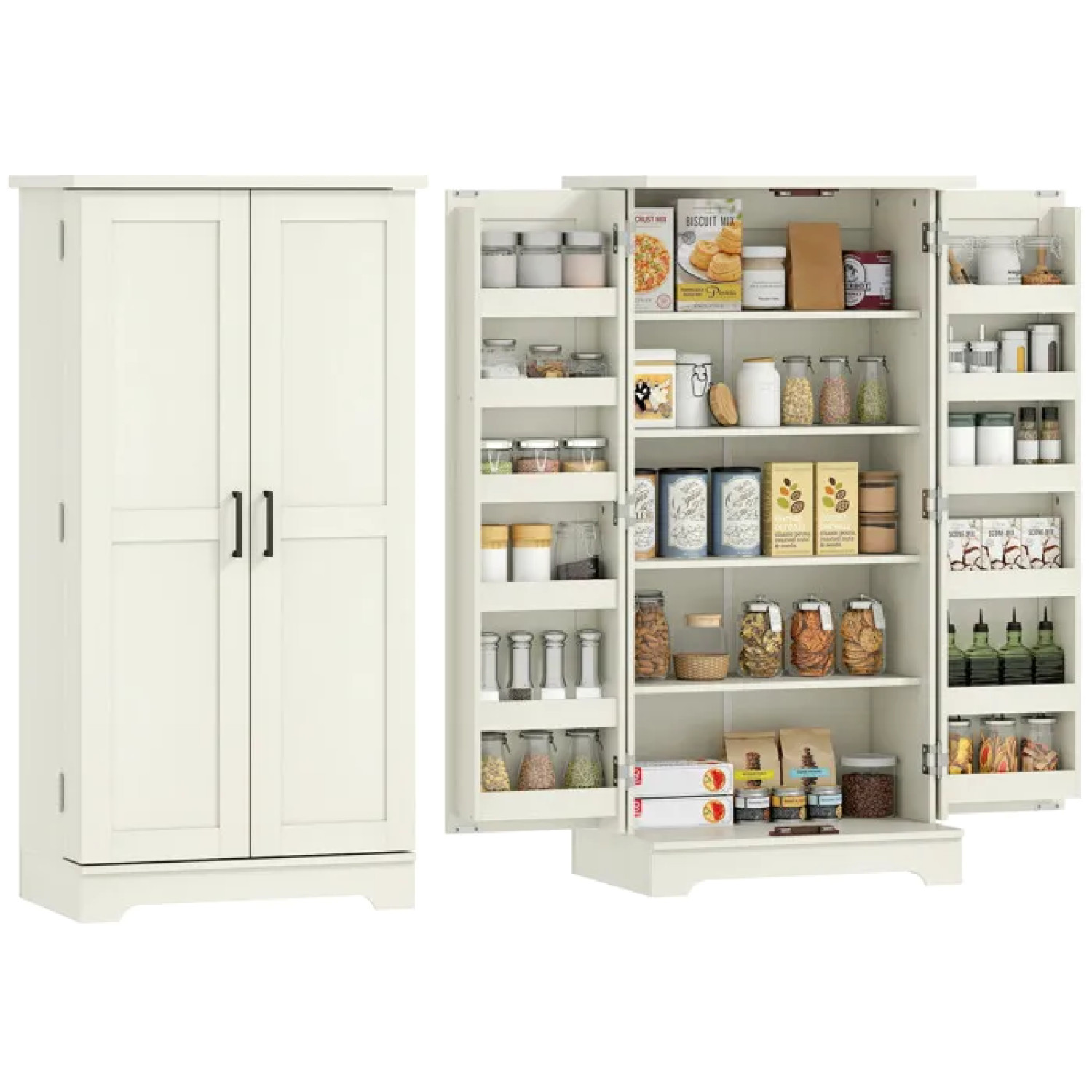 Buffet de cuisine crème effet bois pour aménager un coin café