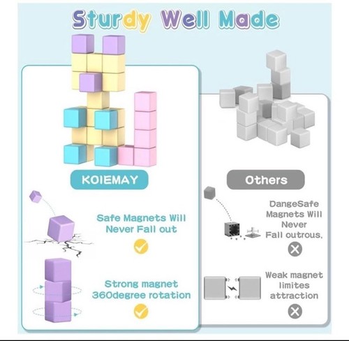 Magnetic Building Blocks Stem Sensory Montessori Pastel - Picture 4 of 9