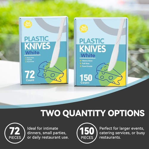 Coltelli in plastica bianca premium - resistenti e resistenti al calore 150 pezzi, - Foto 5 di 9