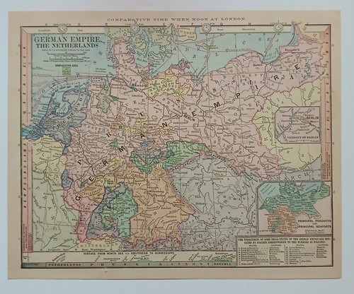 Antique 1905 Map Of The German Empire & 1906A 5 Pfennig Coin - Picture 2 of 7