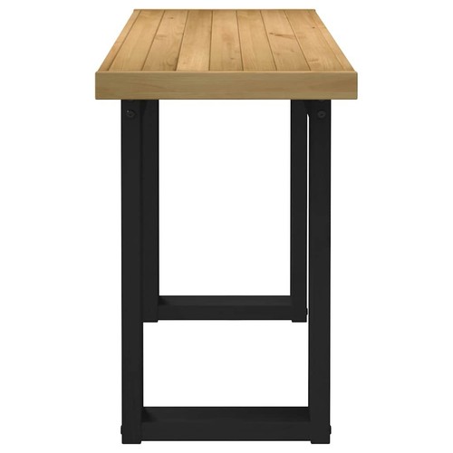 Scrivania in legno massello di pino naturale 120x50x75 cm con gambe nere a forma di A - Foto 4 di 5
