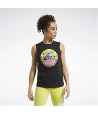 Reebok Womens CrossFit Tidal Wave Muscle Tank Top, Black, Small
