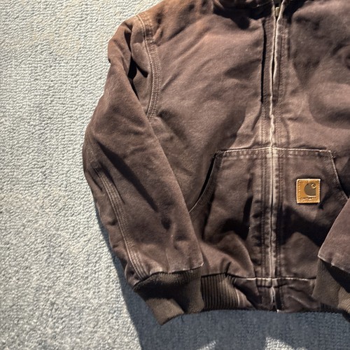 Carhartt YYJ130 DKB Jacket Quilt Lined Youth Sz 8 M Hooded Mocha Dark Brown - Picture 2 of 13