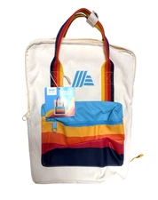 Aldi Gear Backpack Bag Cream Rainbow Zip Padded Pocket Adjustable Fall 2023 NWT