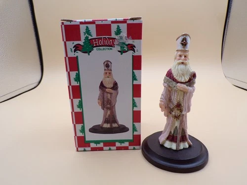 Vintage Old World Father Christmas Clergy Figurine w/ Wood Base Christmas K25