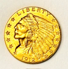 1912 $2.5 Gold Indian Lustrous, Choice BU