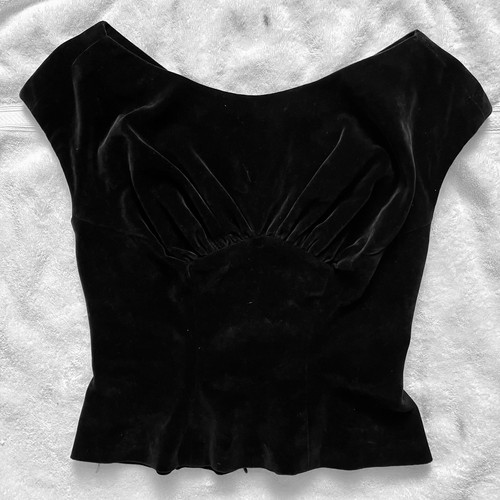 Vintage 1950's Black Velvet Top Evening Wear Elegant Women's Medium 40 No Label - Picture 7 of 8
