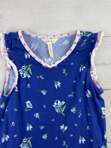 Matilda Jane Dress Girls Size 12 Blue Floral Ruffle Cap Sleeve Crochet Trim Hem - Picture 2 of 8
