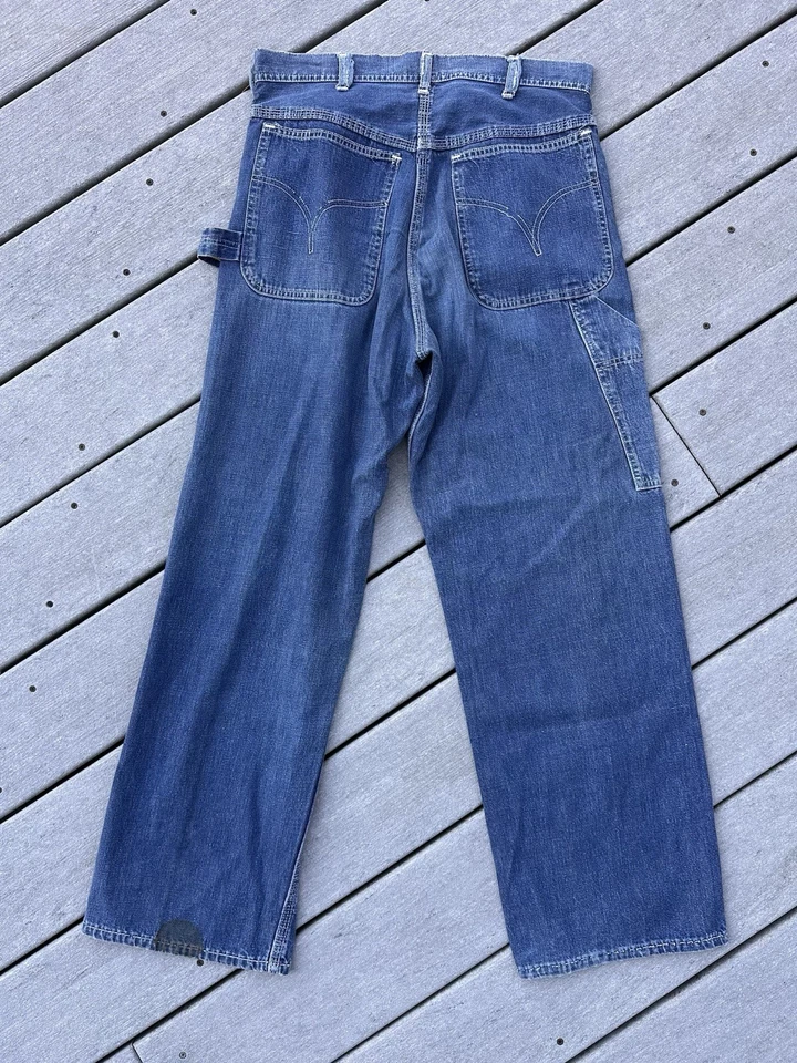 "Jeans de carpintero vintage de los años 50 con cremallera Steer Buster cintura 32""" Foto 3 de 4