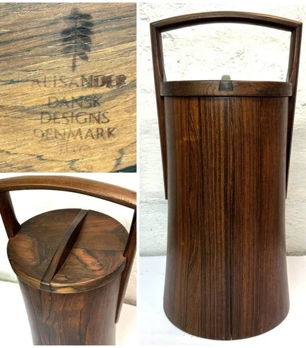✨RARE! Authentic Mid Century Modern Dansk Palisander Wooden Ice Bucket VTG 18”✨