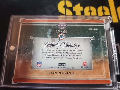 Parche usado Playoff National Treasures Super Bowl Dan Marino 2007 7/49 Dolphins - Imagen 4 de 5