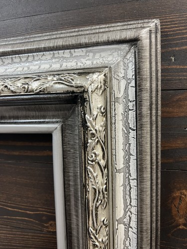 20 x 30 In stock-Classic style wood picture frame, crackle finish, silver leaf - Picture 7 of 11