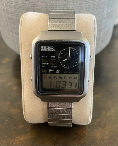 Vintage Seiko Chronograph Watch H127-5000 Analog Digital Rare 1979