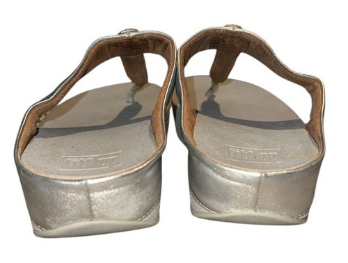 FitFlop Fino Thongs Sandals Womens Metallic Silver Gray Jeweled Sz 8 - Picture 6 of 10