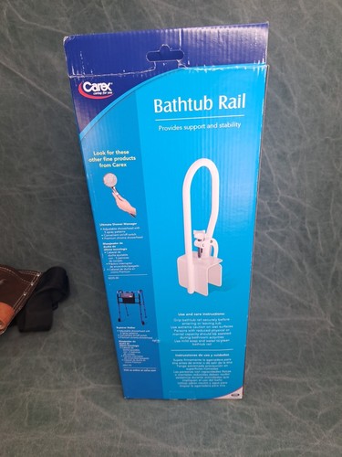 Bath Safety Bar Bathtub Rail Grab White Bathroom Shower Handle Tub Adjustable - Picture 4 of 6