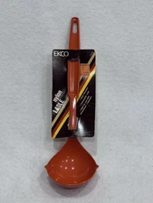 Vintage Ekco USA Nylon Soup Sauce Ladle Orange Nylon Double Spout 11” Never Used