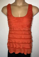 Max Studio tank top orange sleeveless tiers size M