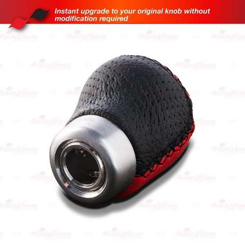 5/6 Speed MT Genuine RED Leather w/ BLACK Stitches Gear Shift Knob Universal Fit - Picture 5 of 7