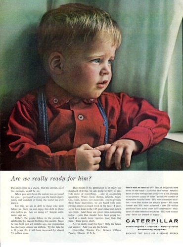 Vintage automobile Print car ad Caterpillar Tractor Little Boy are we ready ad - Picture 1 of 2
