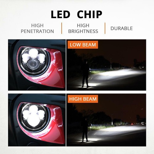 7"INCH LED Headlights DRL Lights Angle Eye For Jeep Wrangler JK 4 Door Unlimited - Picture 6 of 12