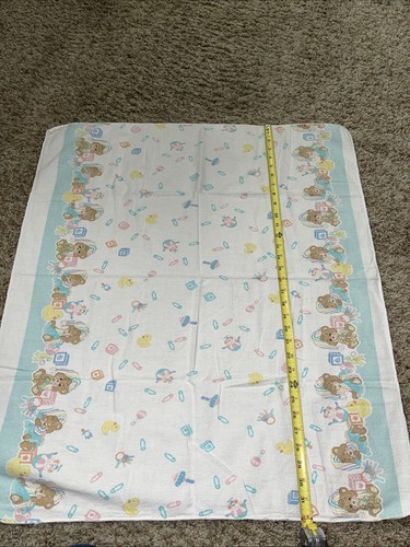 Vintage Teddy Beddy Bear Receiving Blanket Riegel Flannel 80's 32” X 28” Swaddle - Picture 2 of 5