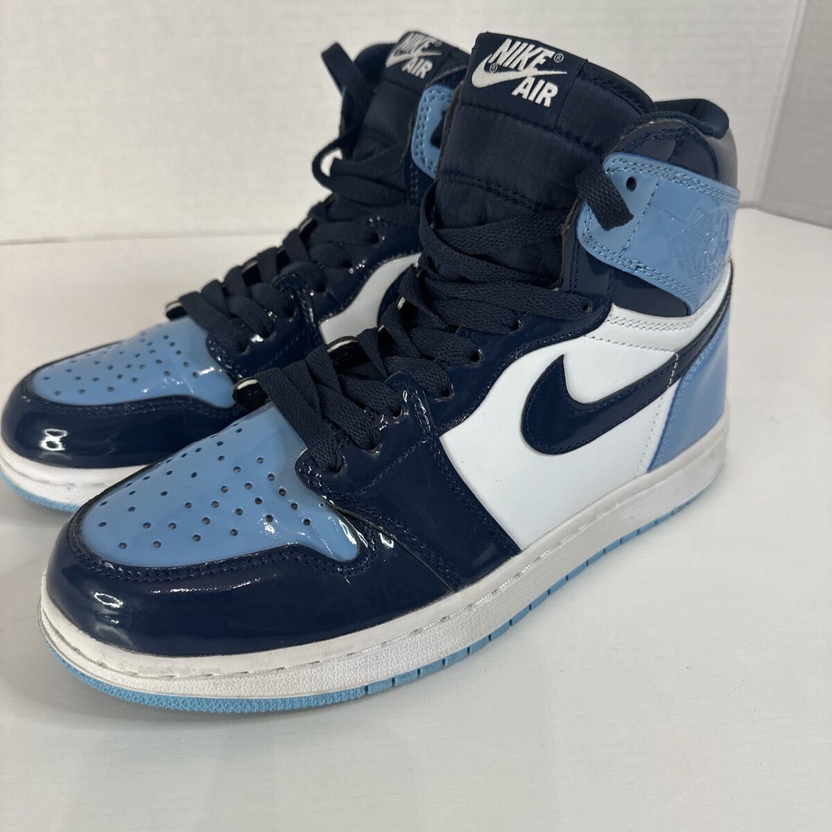 Air Jordan 1 High OG Womens Unc Patent Leather Shoes Size 7