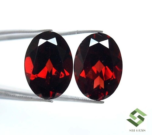 14x10 mm Natural Red Garnet Oval Cut Pair 14.42 CTS Calibrated Loose Gemstones - Picture 3 of 9