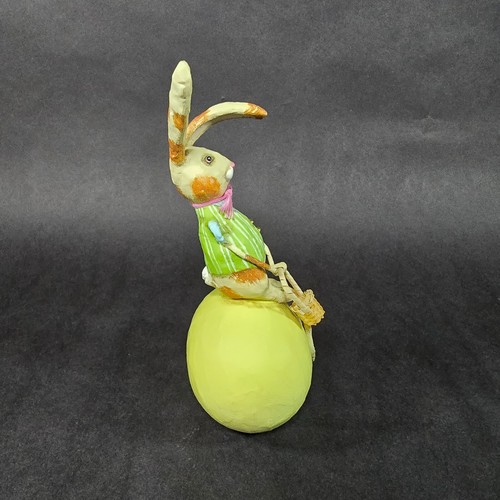 Lori Mitchell Emery Hopper Easter Bunny Rabbit Figurine Sitting on Yellow Egg - Picture 3 of 9