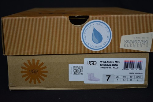 NIB UGG Australia Women's 7 Classic Mini Crystal Bow .Heather Lilac/Light Purple - Picture 12 of 12