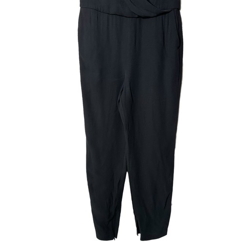 Theory Jumpsuit Womens 8 Black Faux Wrap One Piece Outfit Sleeveless Pockets - Picture 12 of 14