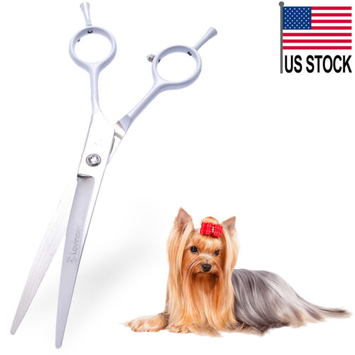 Tijeras de aseo de mascotas LovinPet corte de pelo curvo profesional de 7" para perro gato - Imagen 3 de 67