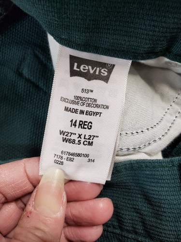 Levis 513 Jeans Youth Boys Size 14 Green 27X27 Pants Slim Fit Straight Denim NWT - Picture 5 of 15