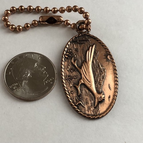 Vintage Signed Solid Copper Road Runner Bird Key Chain Bell Trading Post - Picture 3 of 6