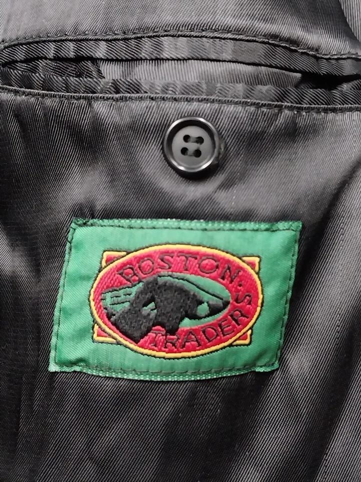 Винтажный Boston Traders шерсти гороха пальто мужской размер 42 REG черный с подкладкой куртка Pockets - Изображение 3 из 4