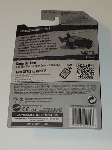 Hot Wheels HW Imagination 2013 Batcopter 64/250 blau schwarz 2012 L2593 neu Vintage 3+ - Bild 5 von 13
